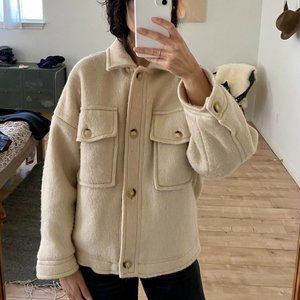 Cream soft coat jacket